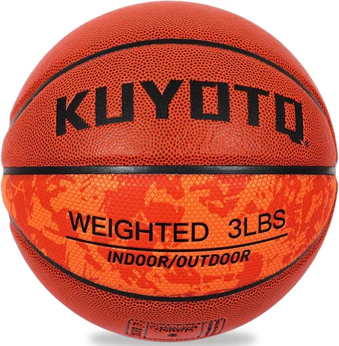 Vista 10 de KUYOTQ 3LBS/3.3LBS/2.2LBS Weighted Heavy Training Basketball 29.5/28.5" in and Outdoor Improving Handling Dribbling Passing Rebounding Skill Negro
