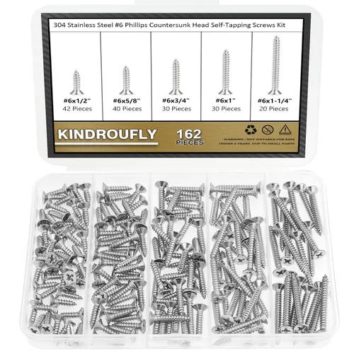 Vista 10 de 242 tornillos autorroscantes Phillips de cabeza avellanada Phillips #2 x 1/4 pulgadas, 3/8 pulgadas, 1/2 pulgadas, 5/8 pulgadas, 3/4 pulgadas, kit