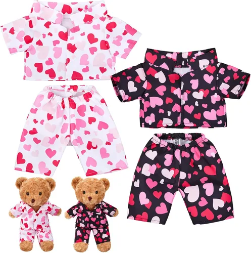 Vista 7 de Civaner Paquete de 2 Ropa de Oso Azul y Rosa, Se Adapta a la Mayoría de Osos de Peluche de 12-16 Pulgadas, Pijamas de Animales de Peluche, Juguetes