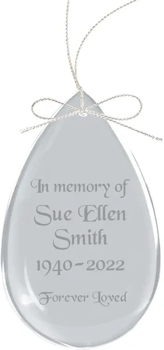 Vista 6 de Adorno personalizado de campana de cristal de 2.75 pulgadas, adorno colgante de vidrio transparente grabado personalizado para parejas, bodas