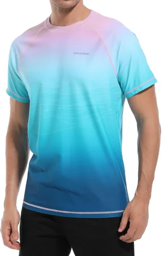 Vista 2 de VAYAGER Camisetas de natación para hombre con protección UPF 50+, de secado rápido, ajuste holgado, para surf acuático