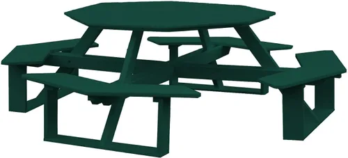 Vista 10 de Amish-Made - Mesa de picnic octágono de poliéster azul Aruba de 54 pulgadas Azul (Aruba Blue)