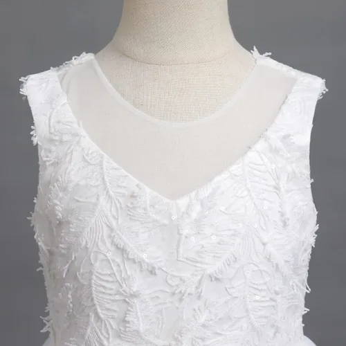 Vista 4 de IDOPIP Vestidos blancos de primera comunión para niñas, vestido largo de tul para boda, dama de honor, concurso, cumpleaños, bautizo, fiesta