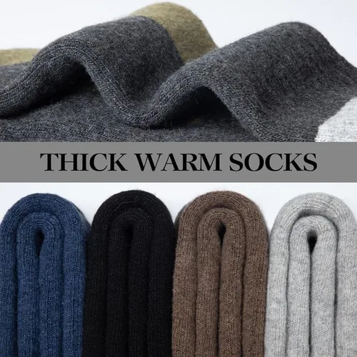 Vista 3 de SIMIYA Calcetines de senderismo de lana merino para hombre, 5 pares gruesos, cálidos, térmicos de invierno para clima frío (talla EE. UU. 7-13)