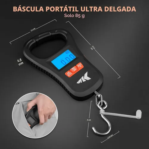Vista 3 de KastKing ToughTide - Báscula de pesca con carga USB, capacidad de 65 libras, báscula digital ultrafina, pantalla LCD, mango ergonómico, básculas