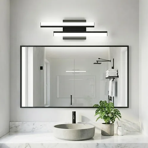 Vista 8 de Barra de luz LED para tocador de baño de 18 pulgadas, accesorio de iluminación sobre espejo de 18 W, 5000 K, barra de luz negra para tocador