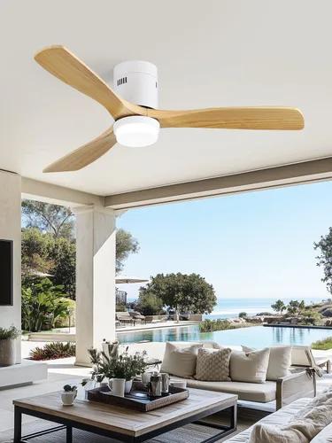Vista 12 de Sofucor Ventilador de techo de 52 pulgadas con luces y control remoto, ventilador de techo de madera de perfil bajo de montaje al ras