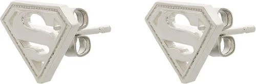 Vista 2 de DC Comics Joyas con licencia oficial para mujer, aretes de plata de ley con logotipo de Superman, Plata de ley