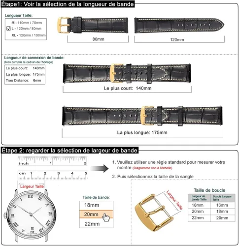 Vista 3 de WOCCI 18mm 20mm 22mm Watch Band Quick Release- Alligator Embossed Leather Watch Strap