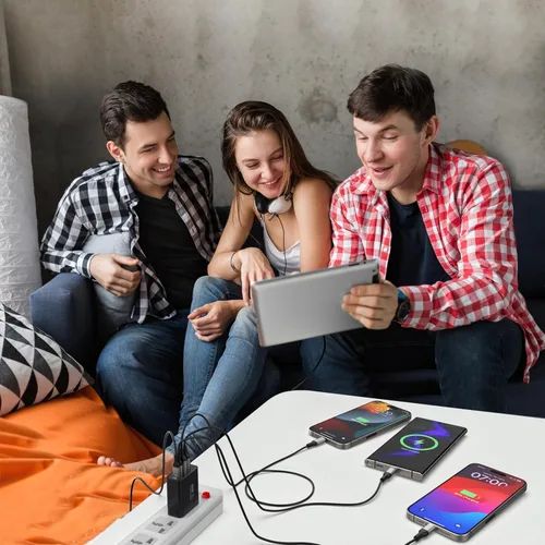 Vista 7 de TZBAY Bloque de carga USB-C de 60 W (paquete de 2), concentrador de carga rápida de 5 puertos (3 USB-C, 2 USB-A), PD 3.0 tipo C Power Brick
