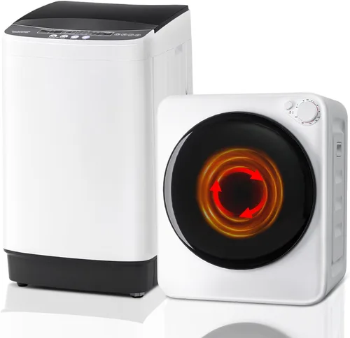 Vista 9 de DOGHLY Secadora de ropa eléctrica portátil de 120 V, secadora de ropa compacta de 800 W, fácil control, 1.6 pies cúbicos de carga frontal de acero
