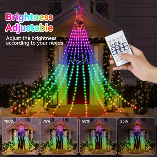 Vista 6 de Cadena de Luces de Navidad que Cambian de Color, 335 LED RGB con Control Remoto y Temporizador, Luces de Árbol de Navidad Impermeables