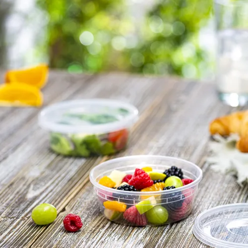 Vista 4 de 8 onzas – 24 juegos de recipientes de plástico para almacenamiento de alimentos con tapas flexibles herméticas para microondas, sin fugas, lavables