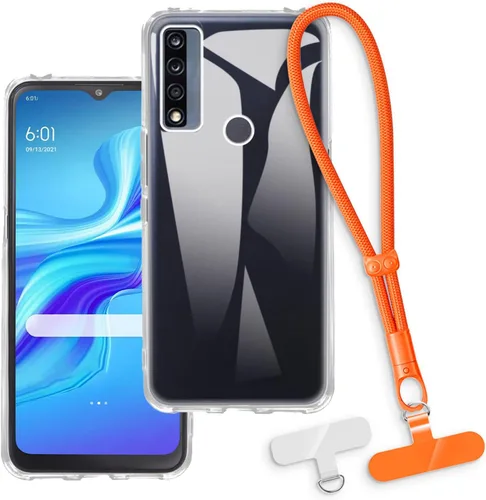 Vista 8 de Estuche y correa de muñeca para TCL 20 A 5G - transparente+negro Funda transparente + correa negra
