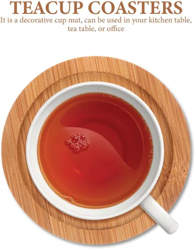 Vista 4 de 6 posavasos de bambú Estera de taza de bambú almohadillas de té de madera platillo de café platillo cerveza platillos posavasos posavasos vino