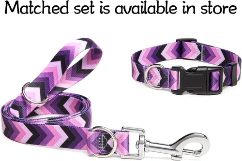 Vista 7 de Collar ajustable para perro con patrones, ultra cómodo, de nailon suave, transpirable, para perros pequeños, medianos y grandes (S, flecha)