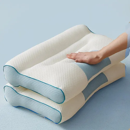 Vista 7 de Almohada cómoda de apoyo cervical para mejorar el sueño, almohada cervical mejorada 2025 mejorada para mejorar el sueño cervical para dormir Azul
