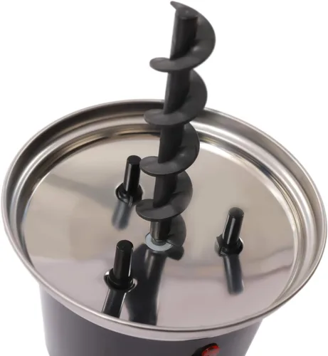 Vista 4 de Fuente de chocolate de 3 niveles, fuente eléctrica de fondue de acero inoxidable de 40 W, 120 V, fuentes de fondue de chocolate, máquina con bandeja