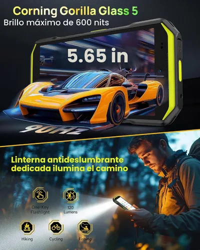 Vista 4 de Ulefone Armor X32 Pro 5G Teléfono resistente, MTK Dimensity 6300, 16+256GB, Android 15, Widevine L1, visión nocturna de 64MP/25MP, linterna Negro