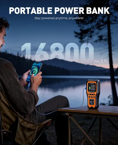Vista 5 de Arrancador de batería de automóvil con escáner OBD2 5000A, arrancador de batería de automóvil portátil (toda gasolina/10L diésel), caja de arranque