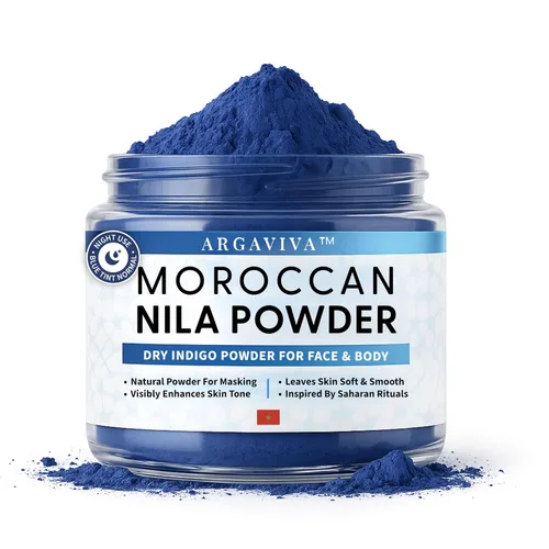 Polvo marroquí de Nila – Máscara de arcilla azul natural para cara, cuerpo y cabello – Exfolia para una piel brillante y tonificada uniforme –