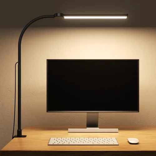 Vista 14 de Lámpara de escritorio LED para arquitecto, luz de tarea de doble cabeza Negro