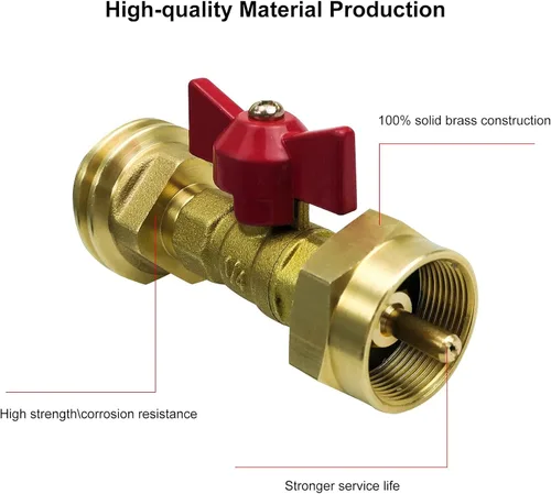 Vista 5 de Adaptador de tanque de propano de 1 libra a 20 libras con válvula, Conver CGA600 a QCC/Tipo 1 conector macho, se adapta a cilindros desechables de 1