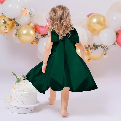 Vista 5 de 6M-8T - Vestido de fiesta de tutú para bebé, con lazo grande, para concurso de cumpleaños, para bautizo