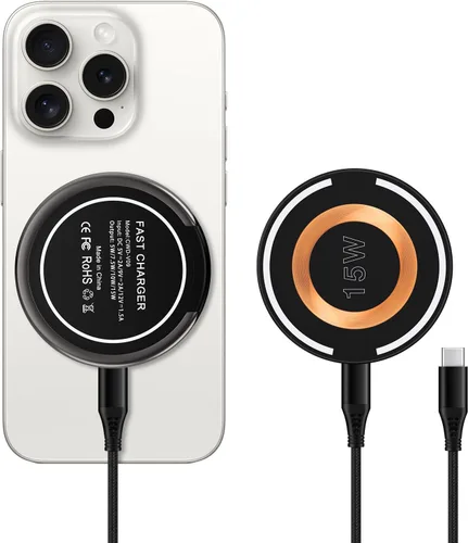 Vista 7 de 15w inalámbrico Qi Android teléfono celular Pad carga rápida compatible para iPhone 15 16 14 13 12 Samsung Galaxy S23 S24 S25 S21 S20 cargador