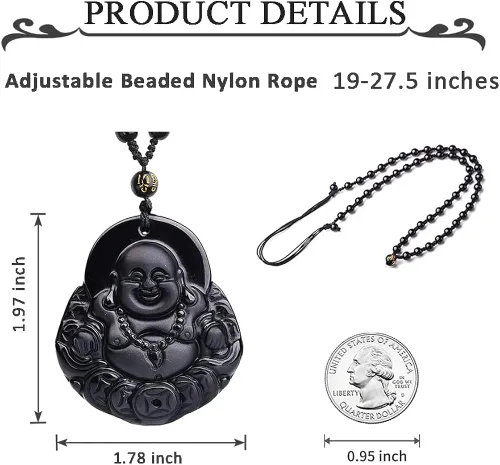 Vista 6 de TIKCAUZ Collar de obsidiana negra de cristal natural y piedra curativa con cuerda ajustable, hecho a mano, joyería de piedras preciosas para hombres