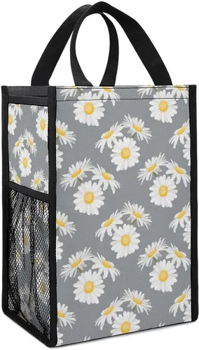 Vista 7 de Little Daisy - Bolsas de almuerzo para mujeres y hombres, lonchera aislada, bolsa reutilizable para oficina en casa