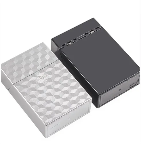 Vista 6 de Caja de cigarrillos tamaño King 3.346 in 3 unidades Push to Open 20 Capacity(negro+plata+azul)