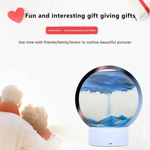 Vista 5 de Lámpara de mesa de pintura de arena USB, luz nocturna, paisaje dinámico natural 3D, arte creativo, arena, regalos decorativos para el hogar, mesita