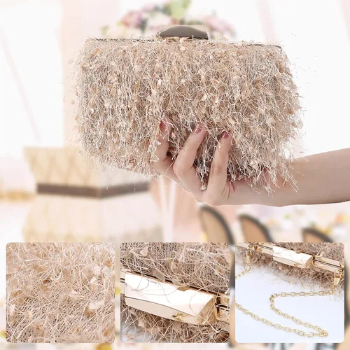Vista 5 de CORIOS Bolsos de mano pequeños para mujer, bolso de noche esponjoso