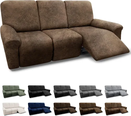 Vista 121 de Fundas para Sillón de 2 Piezas con Cojín en T, Fundas de Aspecto de Cuero para Sofá, Fundas para Sillas, Protector de Muebles Elástico, Funda