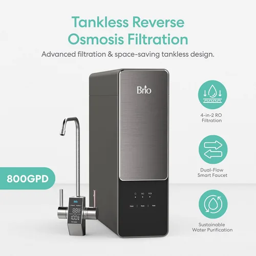 Vista 2 de Brio AQUUS TROE800COL - Sistema de filtración de agua por ósmosis inversa, sistema de filtro de agua de ósmosis inversa de 4 etapas sin tanque