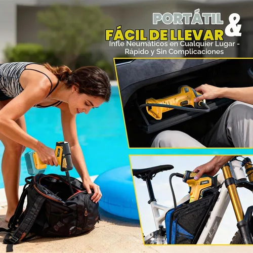 Vista 8 de DIYtoolifz Compresor de aire inalámbrico para inflador de neumáticos compatible con batería Dewalt de 20 V (solo herramienta), bomba de aire