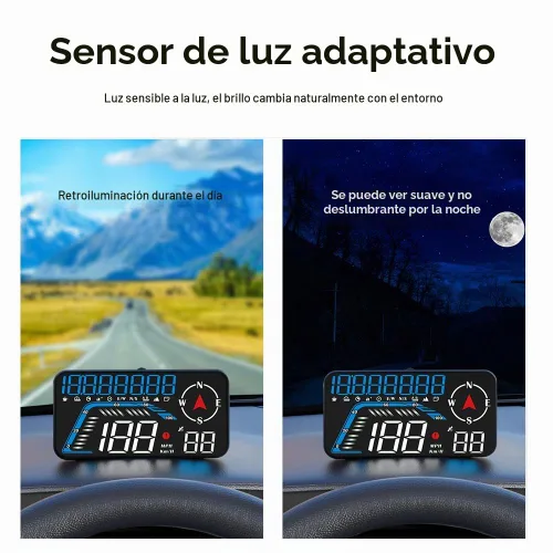 Vista 8 de Riloer Pantalla frontal para automóvil con chip GPS, brújula y sensor de luz, HUD con pantalla LED HD de 5.5 pulgadas (12.18 * 6.85cm), pantalla