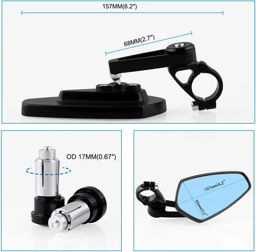 Vista 5 de Sporacingrts Espejos retrovisores para motocicleta C-N-C de 7/8 pulgadas de 0.866 in compatibles con GROM MSX-125 CB500F / Kawasaki Z750 /ER-6F