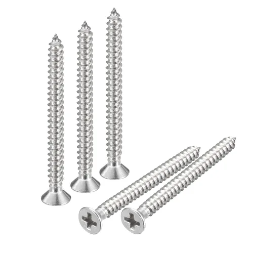 Vista 14 de uxcell Tornillos de chapa de cabeza plana #4x1, 50 tornillos de madera Phillips Drive Tornillos de acero inoxidable 304 Autoperforantes