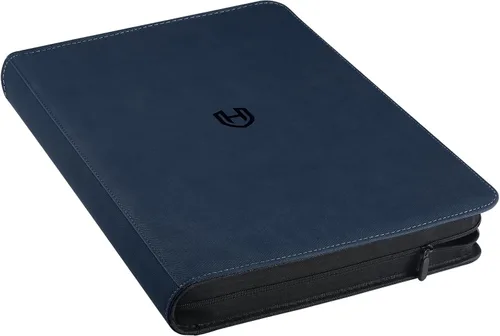 Vista 11 de Carpeta de tarjetas de 4 bolsillos con cremallera, 288 bolsillos para tarjetas comerciales Premium PU Cover, Side Loading, Ringless Card Binder