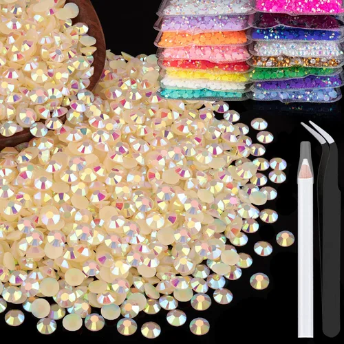 Vista 10 de 5000 piezas de 2mm de strass de resina a granel, strass de gel negros con parte posterior plana y redonda para embellecer sin termoadhesión, gemas