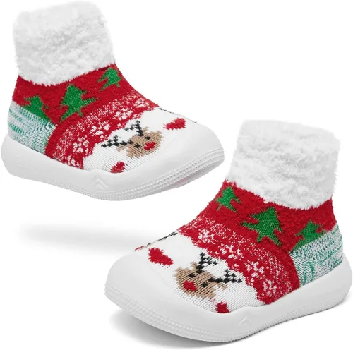 Vista 5 de Engtoy Baby Sock Shoes Baby Walking Shoes Infant Non-Slip Breathable Slippers with Soft Rubber Sole Baby Boys Girls Slip On Sneakers