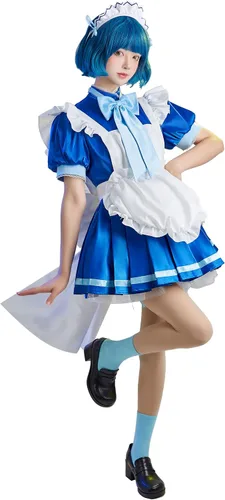 Vista 2 de Miccostumes Disfraz de anime para mujer y niña, conjunto de vestido estilo dama de menta con accesorios