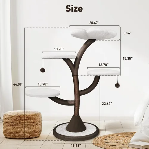 Vista 2 de Mavpet Árbol para gatos moderno de varios niveles, torre para gatos todo en uno con poste rascador, casas de árbol de flores para gatos