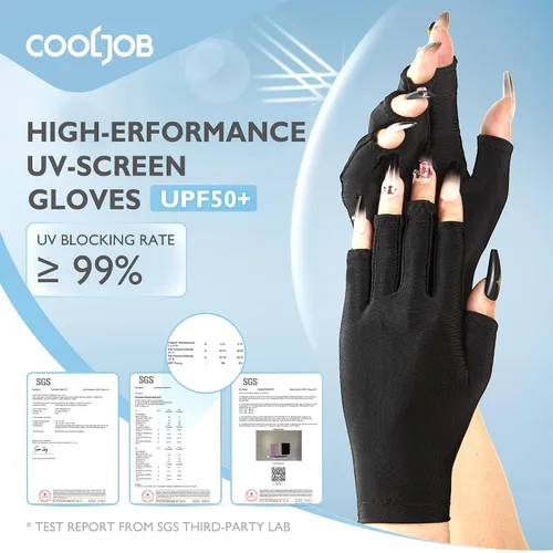 Vista 3 de COOLJOB Guantes anti-UV para lámpara de uñas, guantes profesionales de protección UV UPF50+ para manicuras, cuidado de la piel sin dedos, mujeres
