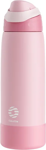Vista 9 de FJbottle Botella de agua aislada de acero inoxidable, 24 onzas, sin popote, botella de agua deportiva a prueba de fugas con asa ajustable para Azul