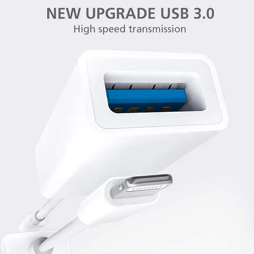 Vista 2 de Adaptador de Lightning a USB para Cámara Apple MFi Certificado, Cable OTG Hembra Lightning USB 3.0 Compatible con iPhone/iPad, Soporta Conexión