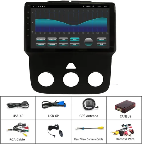 Vista 6 de Para Dodge RAM 1500 2500 3500 Actualización de radio 2013-2018 Manual AC Stereo Reemplazo 1280*720 Pantalla táctil Construido en Carplay inalámbrico