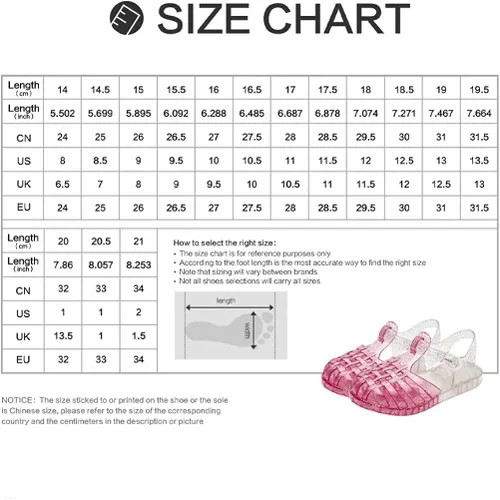 Vista 4 de USHOBE Sandalias de jalea de princesa para niñas, sandalias de verano para la playa, zapatos de gelatina con purpurina, sandalias planas